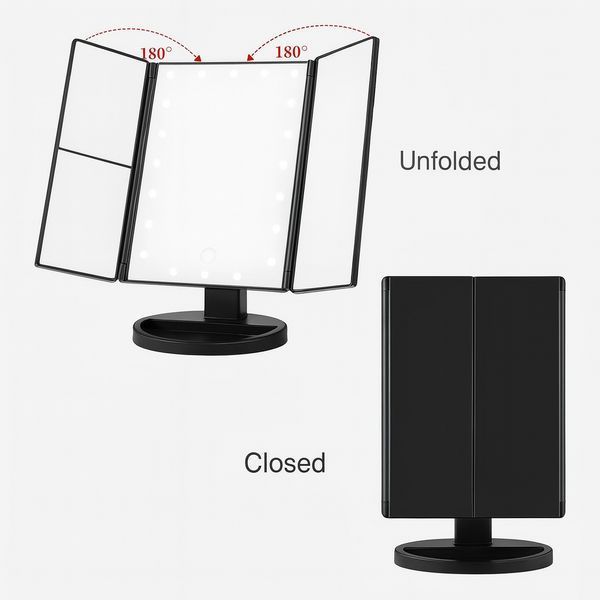 Дзеркало потрійне для макіяжу з LED-підсвіткою Magic Makeup Mirror, 22 лампи, косметичне дзеркало 2309066363 фото