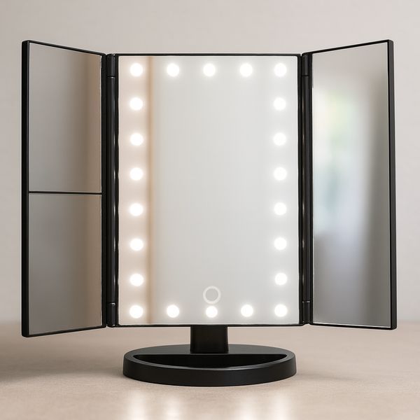 Дзеркало потрійне для макіяжу з LED-підсвіткою Magic Makeup Mirror, 22 лампи, косметичне дзеркало 2309066363 фото