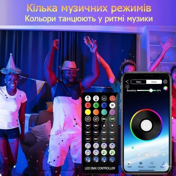 Вуличні вогні 5 м Smart Bluetooth &mdash; світлодіодна смарт-гірлянда RGB, музична, USB, вологозахист IP65 2834441672 фото