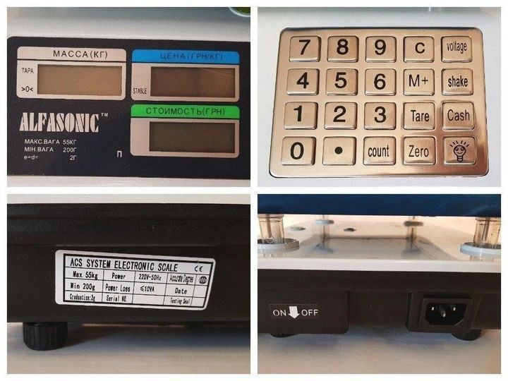 Ваги торговельні електронні Alfasonic AS-A099 настільні, до 55 кг, металеві кнопки 2306069211 фото