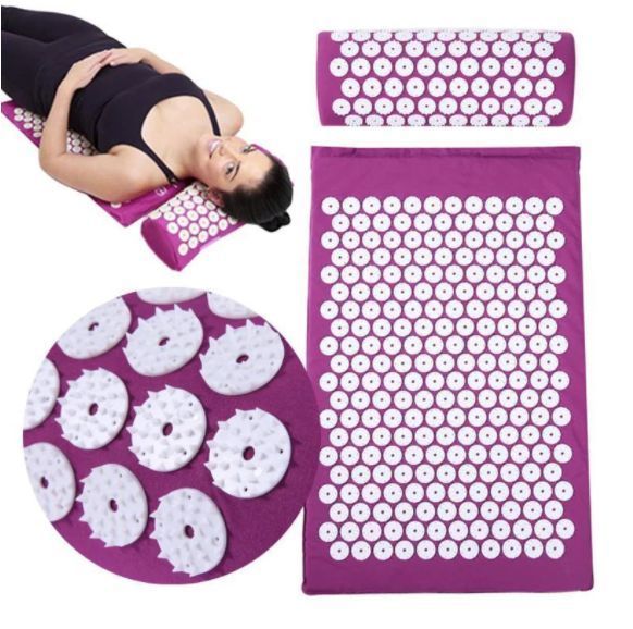 Масажний ортопедичний килимок з подушкою Acupressure Mat Ортопедический массажный коврик 65 см*41 см 1257653384 фото