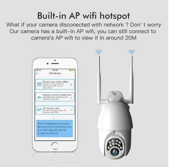 Вулична IP-камера відеоспостереження поворотна Wi-Fi камера Sdeter IPC-V380-Q10 1080P 1806532432 фото
