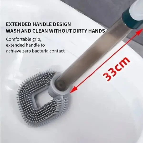 Силіконова щітка для унітаза Liquid Toilet Brush Сіра 1932835938 фото