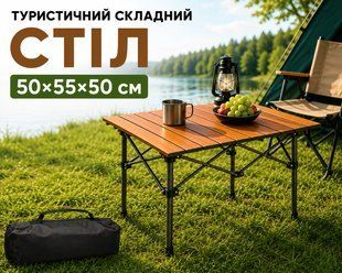 Складаний туристичний стіл 50х55х50см Коричневий 3090795422 фото