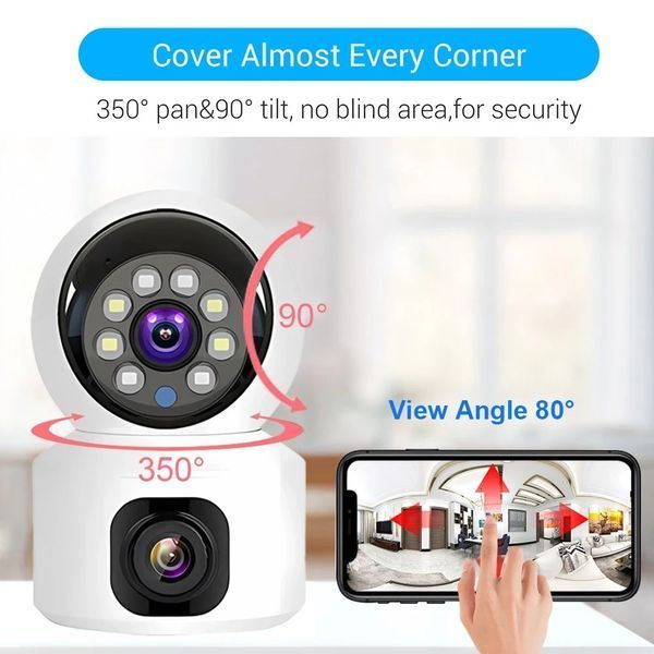 Домашня камера відеоспостереження WIFI 2DUAL LENS PTZ CAMERA APP:V380PRO 4MP 2139987630 фото