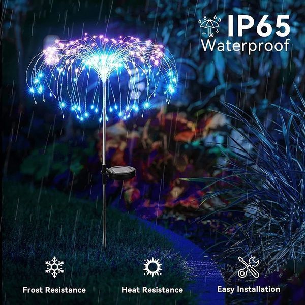 Вуличні садові ліхтарі на сонячній батареї Феєрверк 200 LED 2 шт SFK-41 2798481970 фото