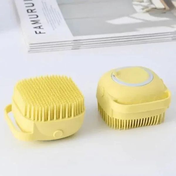 Силіконова масажна щітка мочалка YELLOW Silicone Massage Bath ⁇ Мочалка для купання ⁇ Щітка для тварин 1651493561 фото