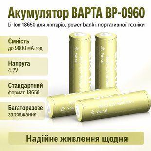 Акумулятор BAPTA BP-0960 18650 9600 мА&middot;год для LED-пристроїв та портативної електроніки 3024656366 фото