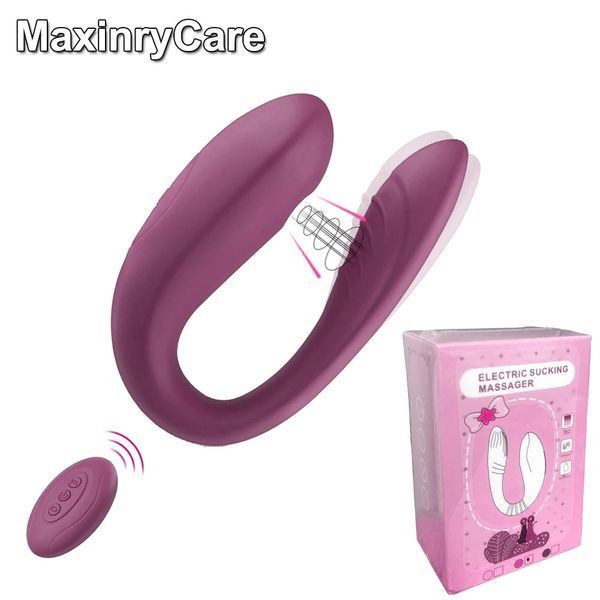 Вібратор electric sucking massager регульований подвійний рожевий з пультом ДК 1809130207 фото