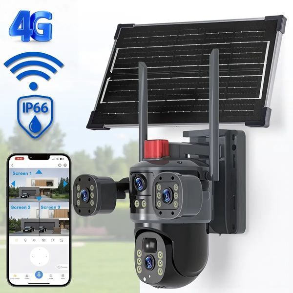 Камера відеоспостереження&nbsp;із сонячною панеллю&nbsp;4G |&nbsp;12 Мп&nbsp;| IP66&nbsp;JE-190-2 Чорний 2992074001 фото