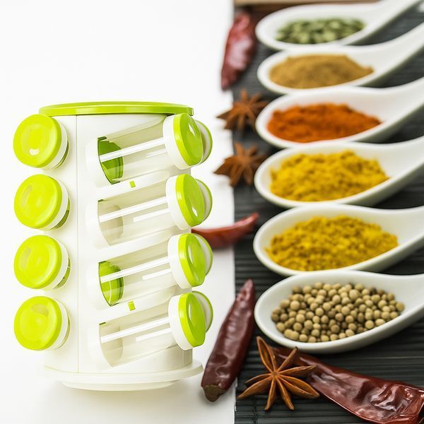 Органайзер ПЛАСТІК для спецій кухонний обертовий Spice Rack 16 в 1 Стійка для спецій карусель 1856600017 фото