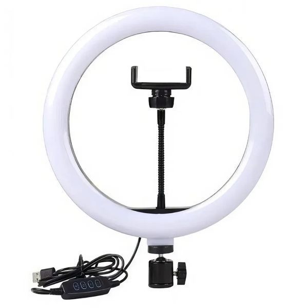 Кільцева LED-лампа 30 см QX-260 з тримачем для телефона, USB, регульованою яскравістю і колірною температурою 2900711734 фото