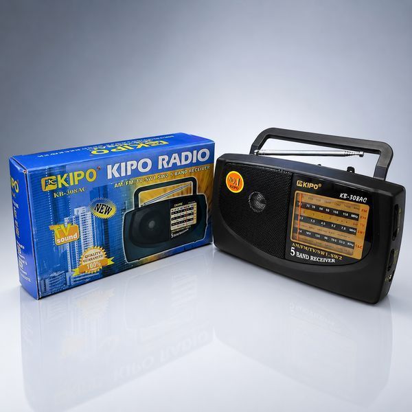 Портативний радіоприймач Kipo KB-308AC з аналоговим тюнером, FM/TV/SW, антеною, ручкою та виходом для навушників 1469344504 фото
