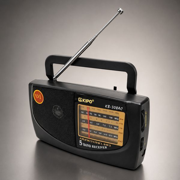 Портативний радіоприймач Kipo KB-308AC з аналоговим тюнером, FM/TV/SW, антеною, ручкою та виходом для навушників 1469344504 фото