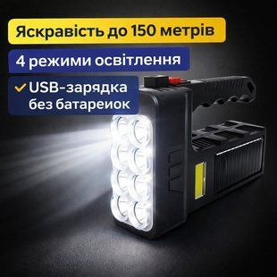 Акумуляторний ручний світлодіодний ліхтарик HX-8W з COB-підсвіткою, USB зарядкою й декількома режимами світіння 2893679027 фото