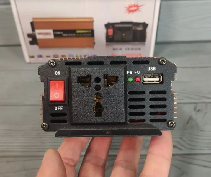 Перетворювач напруги 12V-220V 1000W/інвертор автомобільний 1000W 12 V UN-3054 (work 660W) 1740362033 фото