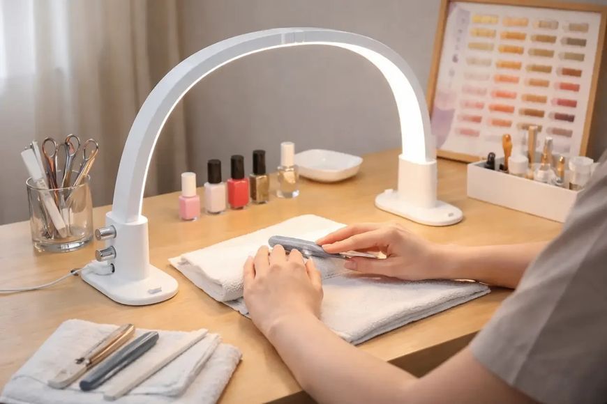 Настільна LED-лампа F-686 для салону краси 47&times;4.5&times;30 см. Лампа для манікюру та nail-майстрів. Від мережі 220V 3007387729 фото